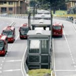 Buses running on highway dedicated right of way, and can pass each other at stations